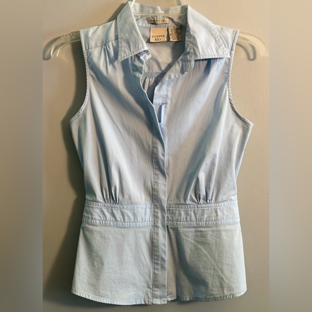 Copper Key Stretch Baby Blue Spring Top